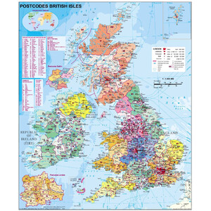 Stiefel Gran Bretaña Mapa de códigos postales (inglés)