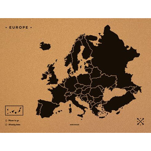 Miss Wood Mapa continental Woody Map Europa schwarz XL