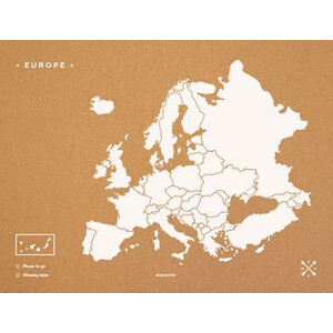 Miss Wood Mapa continental Woody Map Europa weiß 60x45cm