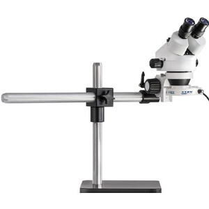 Kern Microscópio stereo zoom  OZL 963, trino, 0,7-4,5x, Teleskoparm-Stativ, Platte, LED-Ringl.