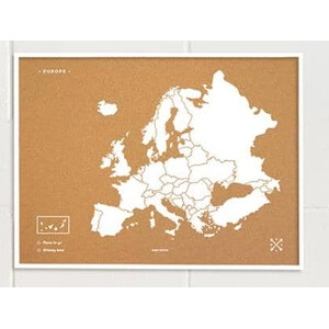 Miss Wood Mapa continental Woody Map Europa weiß 90x60cm gerahmt