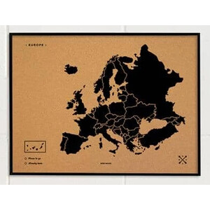 Miss Wood Mapa continental Woody Map Europa schwarz 90x60cm gerahmt