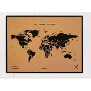 Miss Wood Mapamundi Woody Map Natural Cork L black