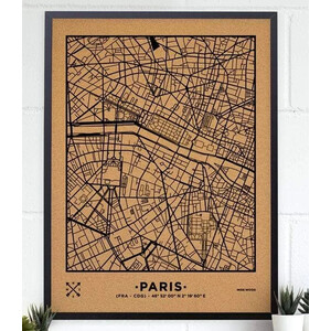 Miss Wood Mapa regional Woody Map Natural Paris XL Black