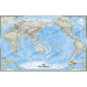 National Geographic Mapamundi Mapa del mundo clásico, con el Pacífico en el centro