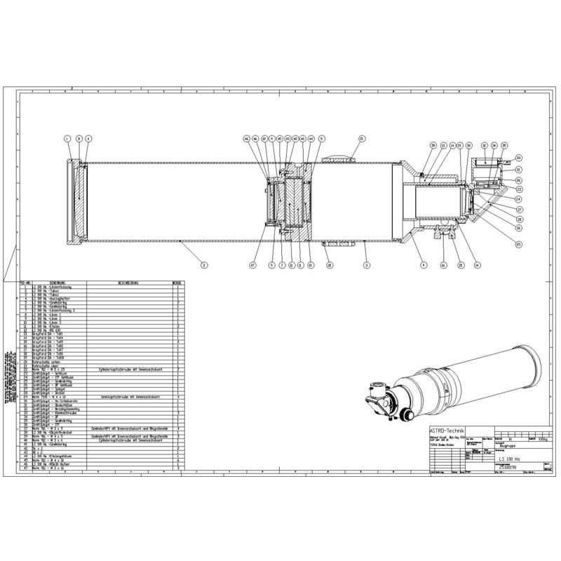 Lunt Solar Systems Telescopio solar Lunt ST 100/800 LS100T Ha B1200 FT PT OTA