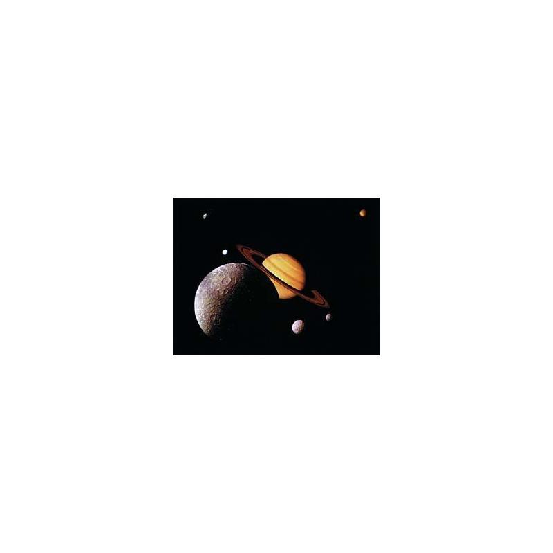 Póster Saturno con seis satélites