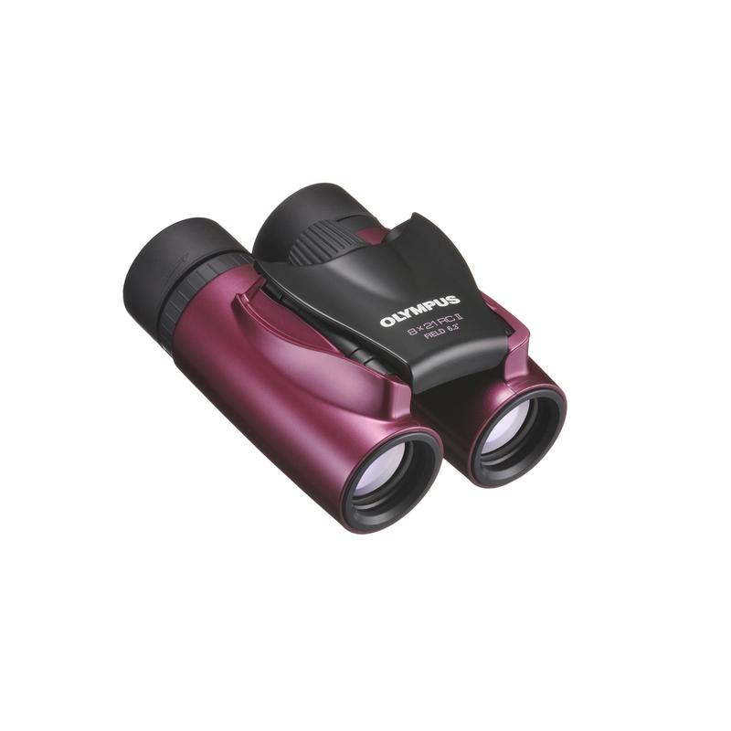 Olympus Binoculares 8x21 RC II Slim color magenta metalizado, con funda