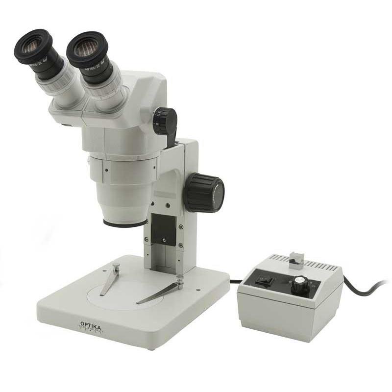 Optika   Microscopio estéreo de zoom binocular SZR-3, soporte sencillo, 1 fuente de luz