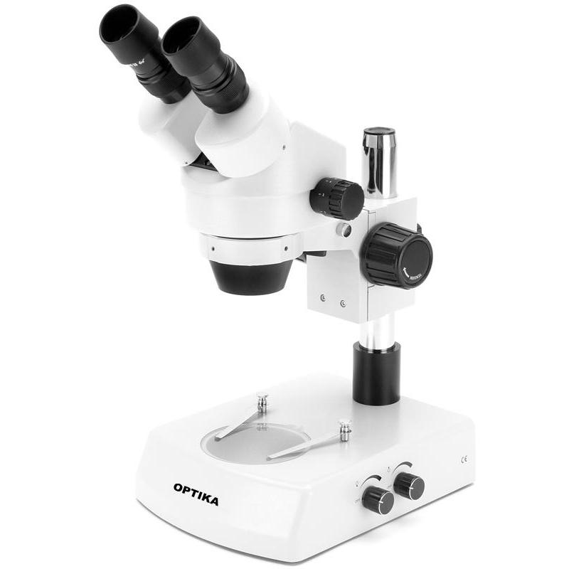 Optika   Microscopio estéreo de zoom binocular SZM-1LED 7x-45x óptico y con luz incidente LED