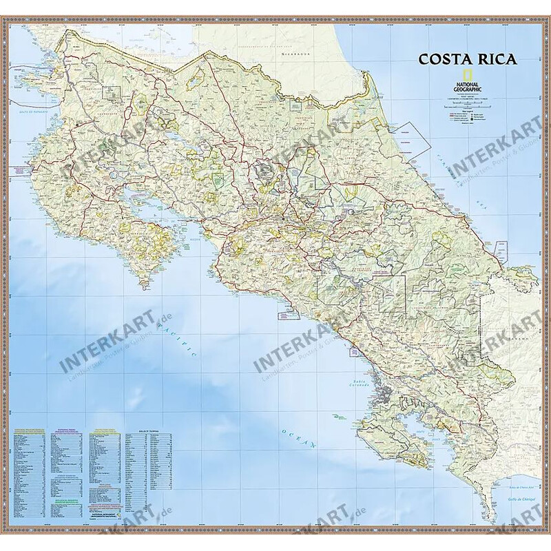 National Geographic Mapa Costa Rica (96 x 91 cm)