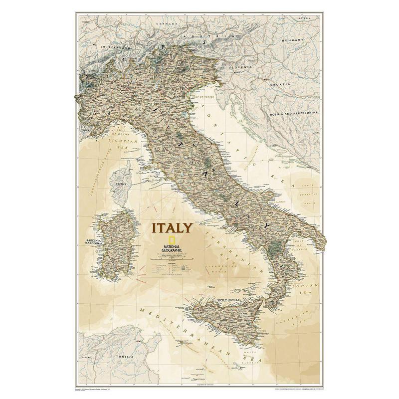 National Geographic Mapa antiguo de : Italia