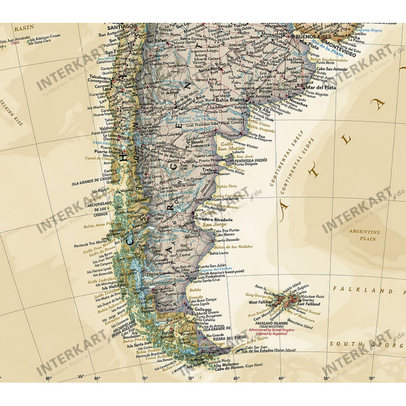 National Geographic Mapa antiguo de : Sudamérica