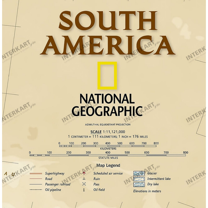 National Geographic Mapa antiguo de : Sudamérica