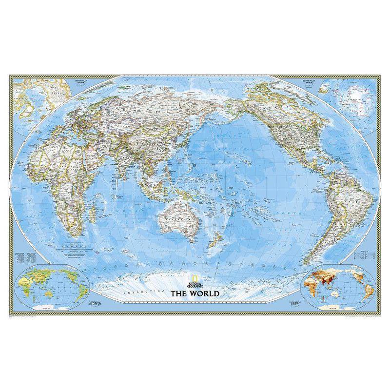 National Geographic Mapamundi pazifikzentriert (185 x 122 cm)