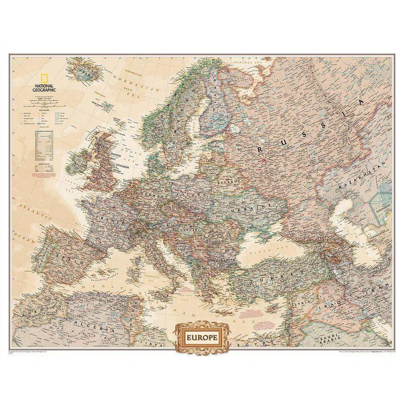 National Geographic Mapa antiguo de : Europa (3 partes)