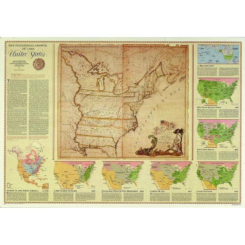 National Geographic Mapa Desarrollo territorial de los Estados Unidos