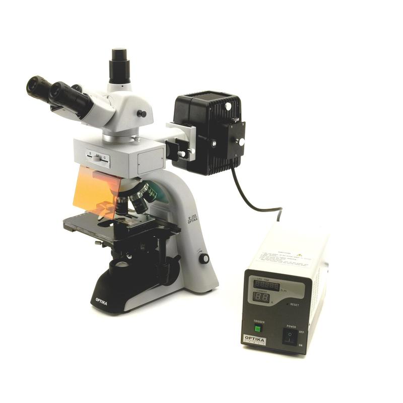 Optika Microscopio B-353FL, trinocular, HBO  fluorescence, X-LED