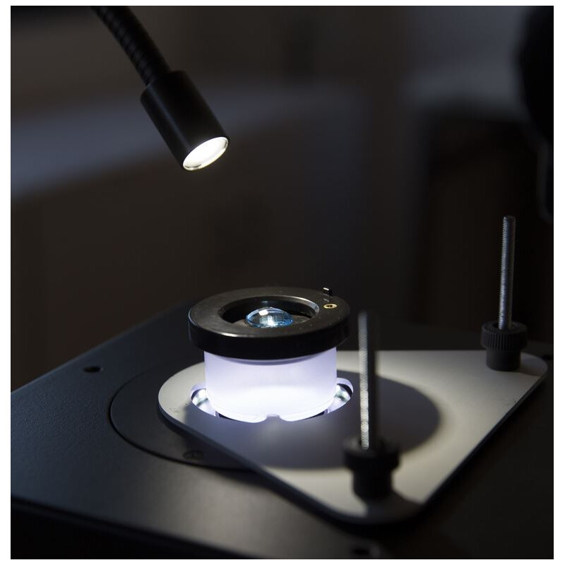 Optika Microscopio stereo zoom OPTIGEM-4, trinocular, gemología, trípode inclinable