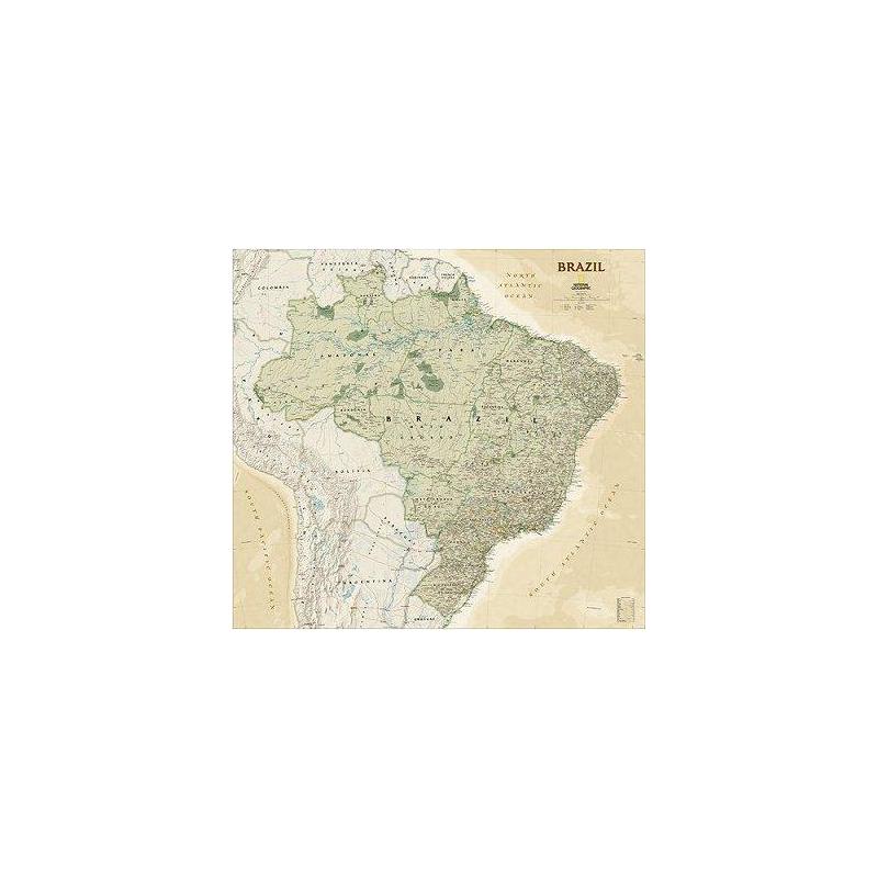 National Geographic Mapa antiguo, laminado de : Brasil