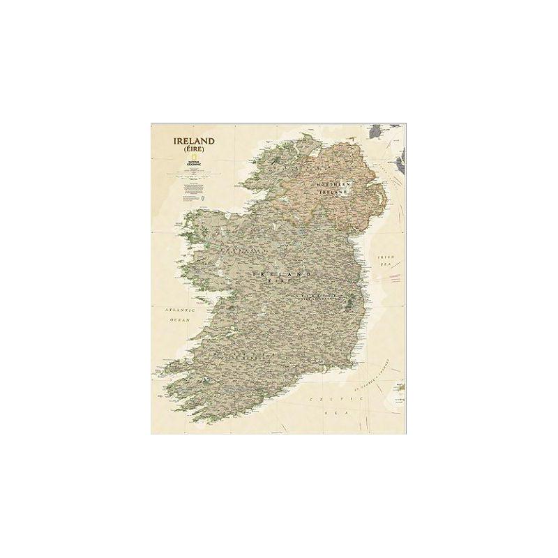 National Geographic Mapa antiguo, laminado de : Irlanda