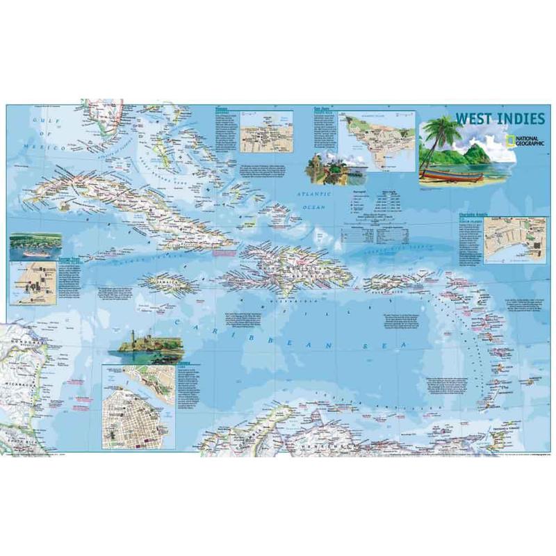 National Geographic Mapa regional Antillas, de dos caras
