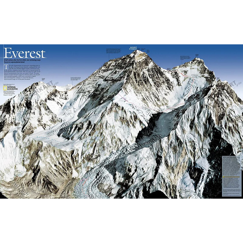 National Geographic Mapa regional Mount Everest, aniversario 50 - de dos caras