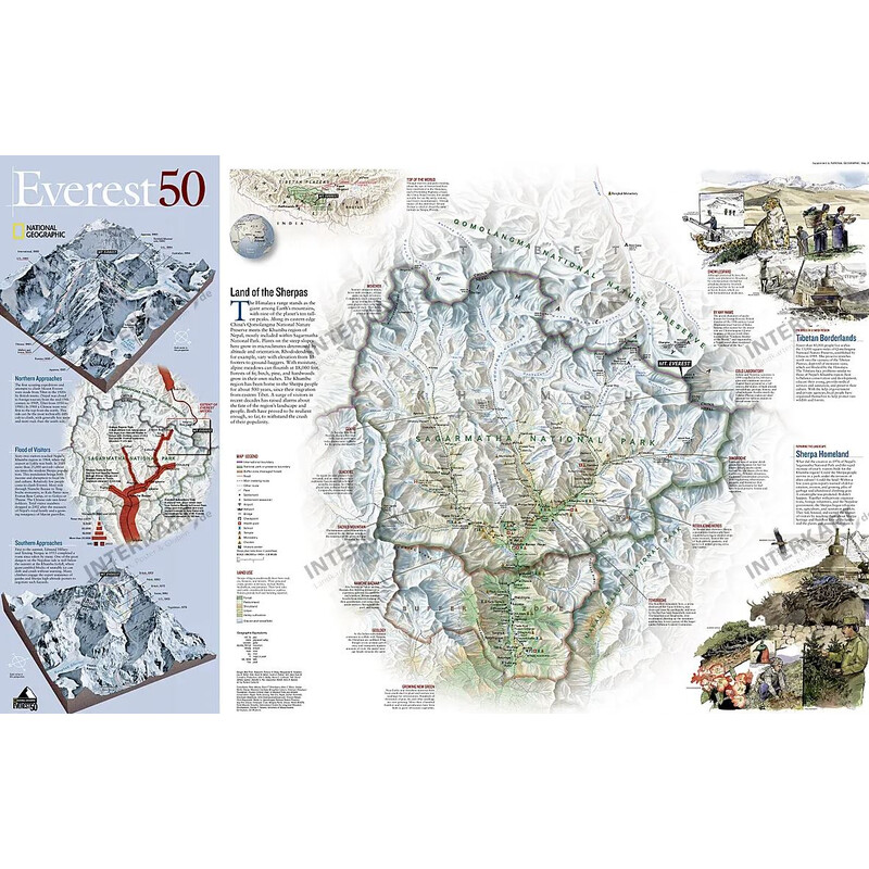 National Geographic Mapa regional Mount Everest, aniversario 50 - de dos caras