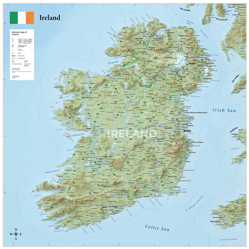 GeoMetro Mapa Irlanda (90 x 90 cm)