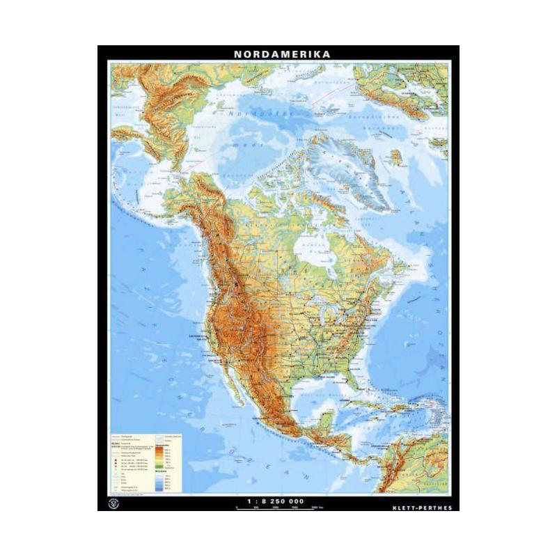 Klett-Perthes Verlag Mapa de Norteamérica, físico / político (P), de dos caras