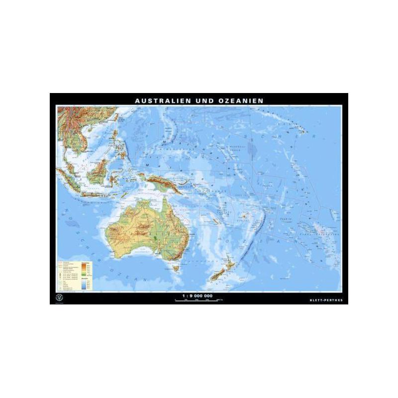 Klett-Perthes Verlag Mapa de Australia y Oceania, físico / político (P), de dos caras