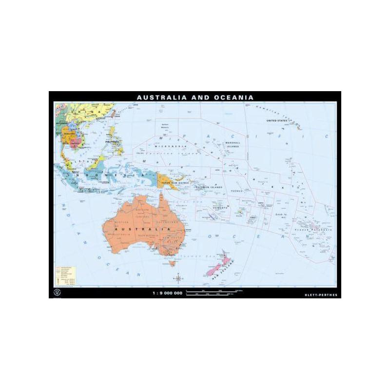 Klett-Perthes Verlag Mapa de Australia y Oceania, físico / político (P), de dos caras
