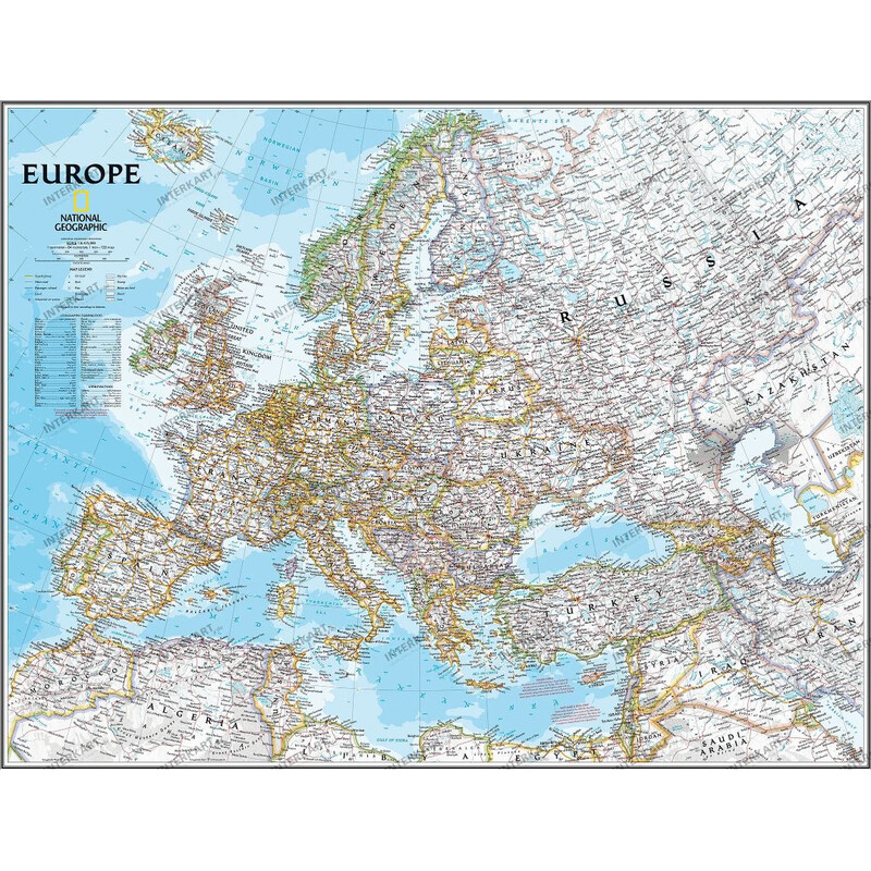 National Geographic Mapa de Europa, político, grande, de recubrimiento protector