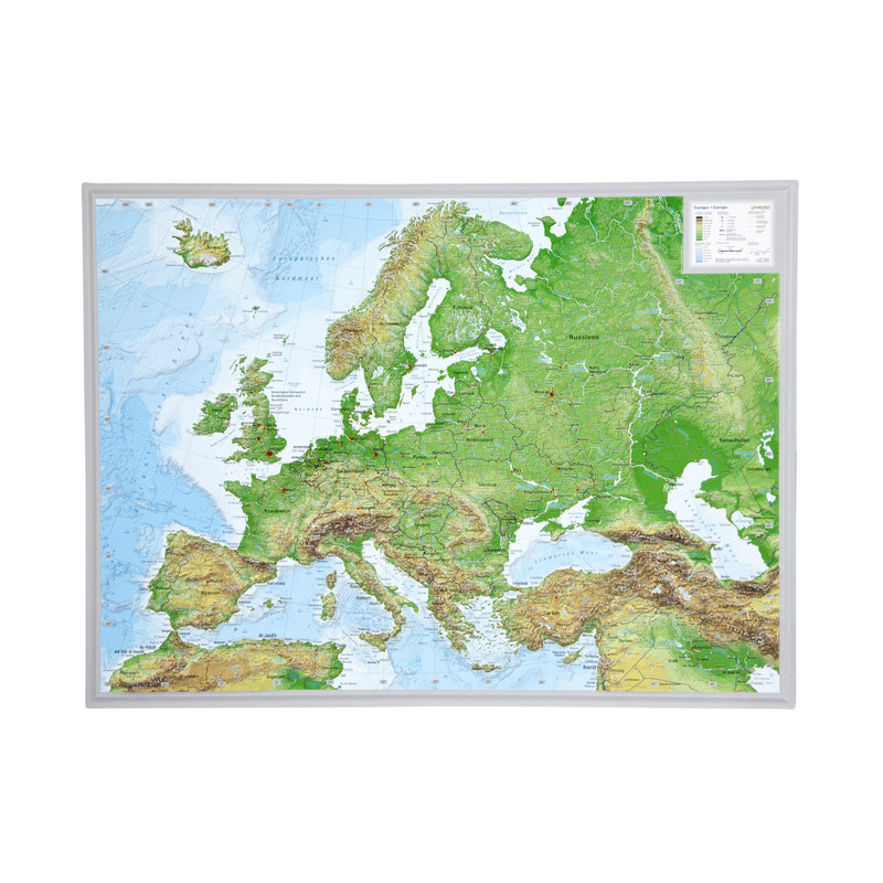 Georelief Europa, pequeño, mapa en relieve 3D