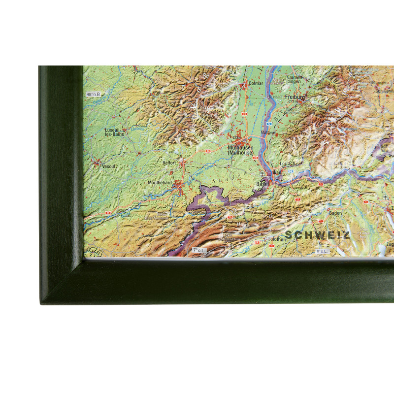 Georelief Alemania, grande, mapa en relieve 3D con marco de madera