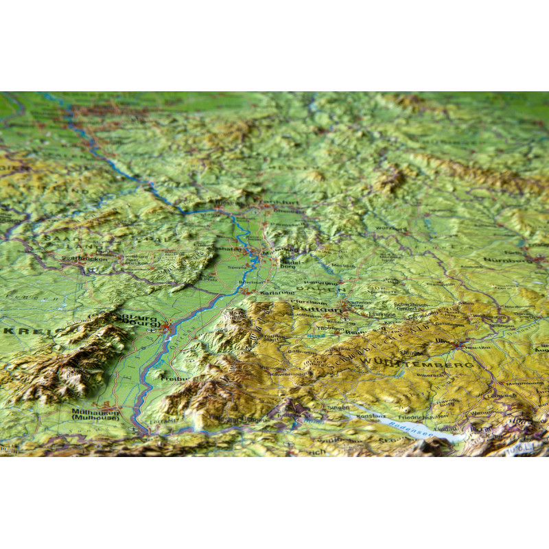 Georelief Alemania, pequeño, mapa en relieve 3D