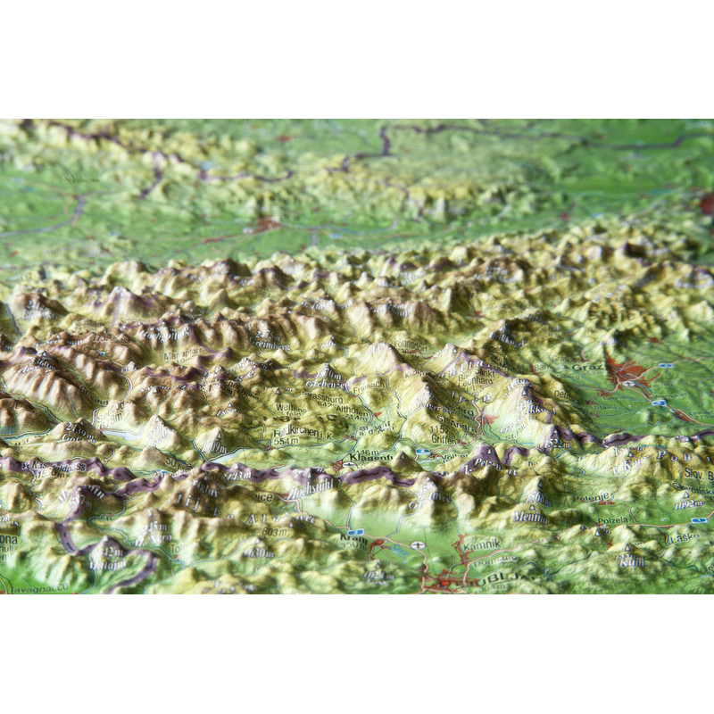 Georelief Austria, pequeño, mapa en relieve 3D