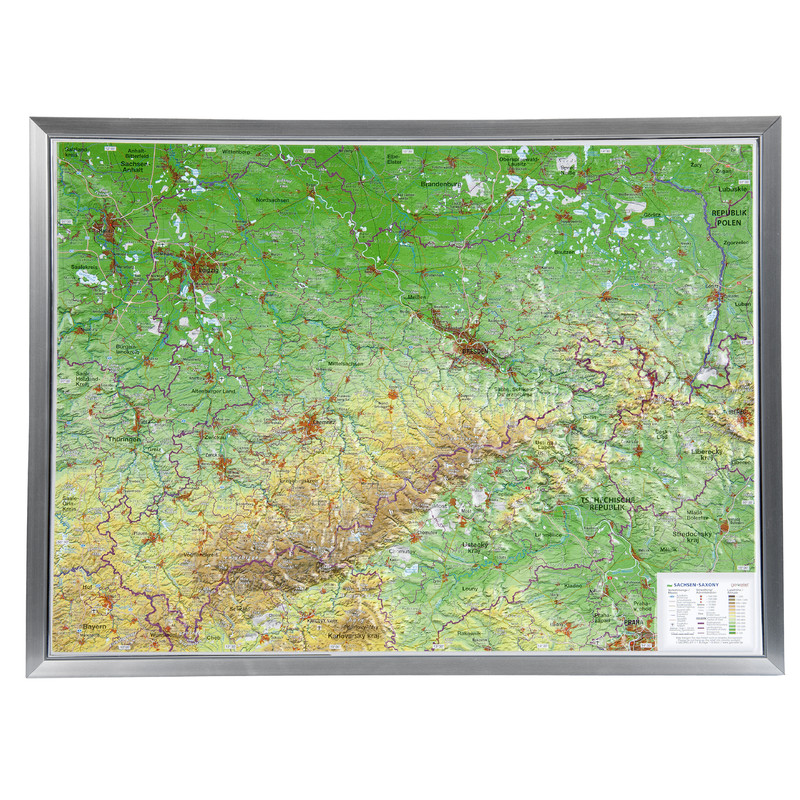 Georelief Mapa regional Sajonia