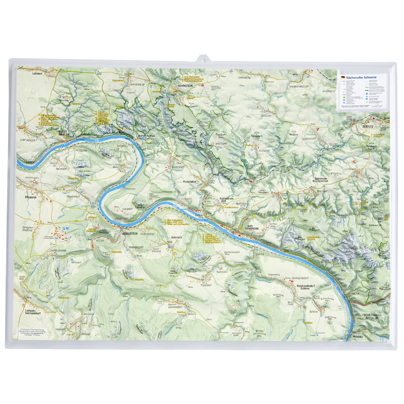 Georelief Suiza sajona, pequeño, mapa en relieve 3D