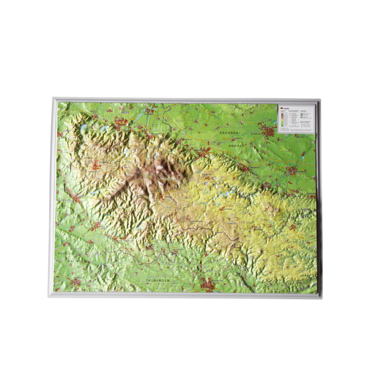 Georelief Harz, pequeño, mapa en relieve 3D