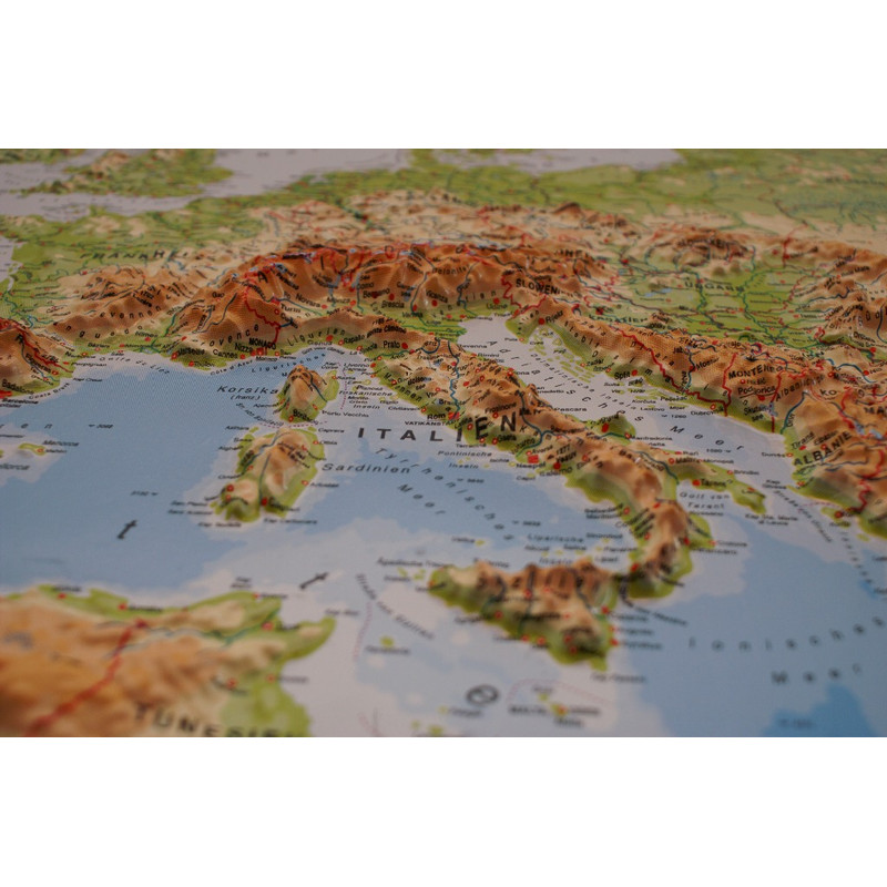 geo-institut Mapa en relieve de Europa, línea Silver, físico