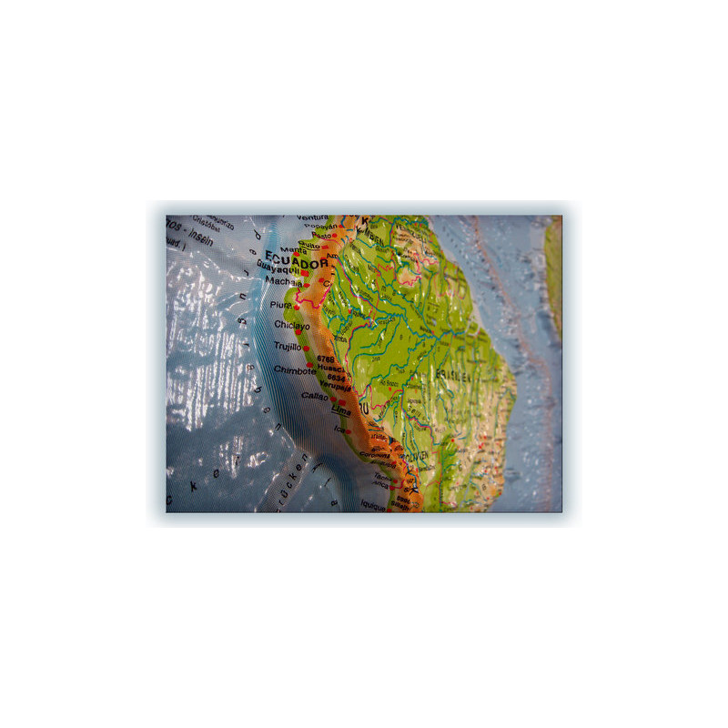 geo-institut Mapamundi Mapa en relieve Mundo Plata línea política Ruso