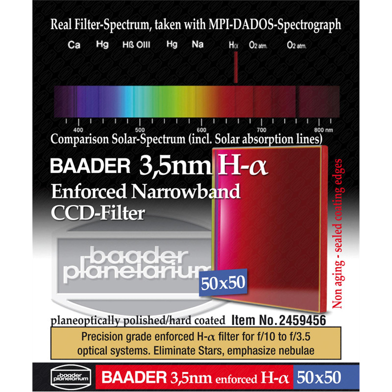 Baader Filtro Ultra-Narrowband 3.5nm H-alpha CCD-Filter 50x50mm