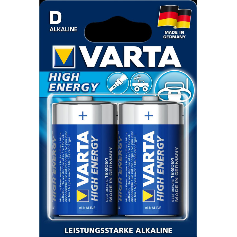 Varta Pilas mono (D) High Energy, paquete de 2 unidades