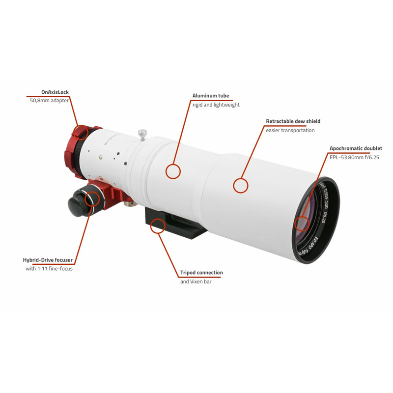 PrimaLuceLab Refractor apocromático AP 80/500 ED Airy OTA