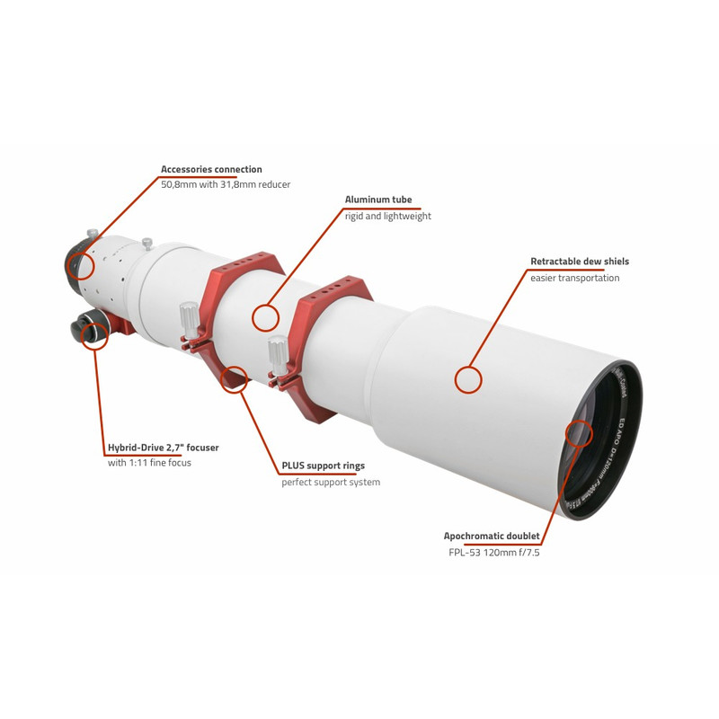 PrimaLuceLab Refractor apocromático AP 120/900 ED Airy OTA