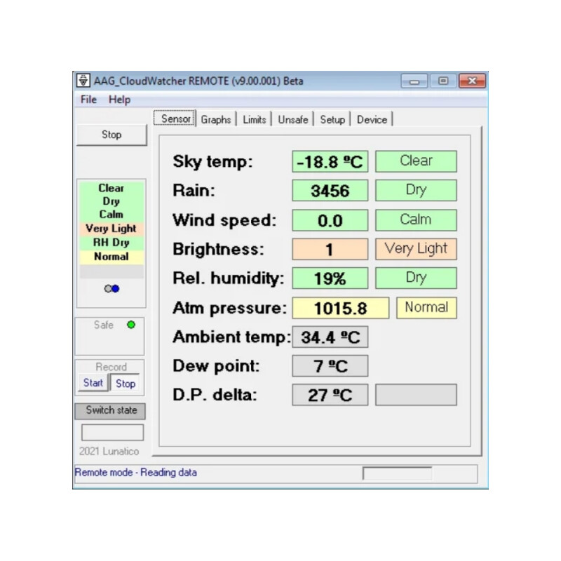 Lunatico Detector de nubes AAG CloudWatcher