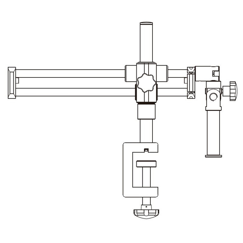 Motic Trípode de brazo horizontal grande, mástil de Ø 32 mm, con abrazadera para mesa