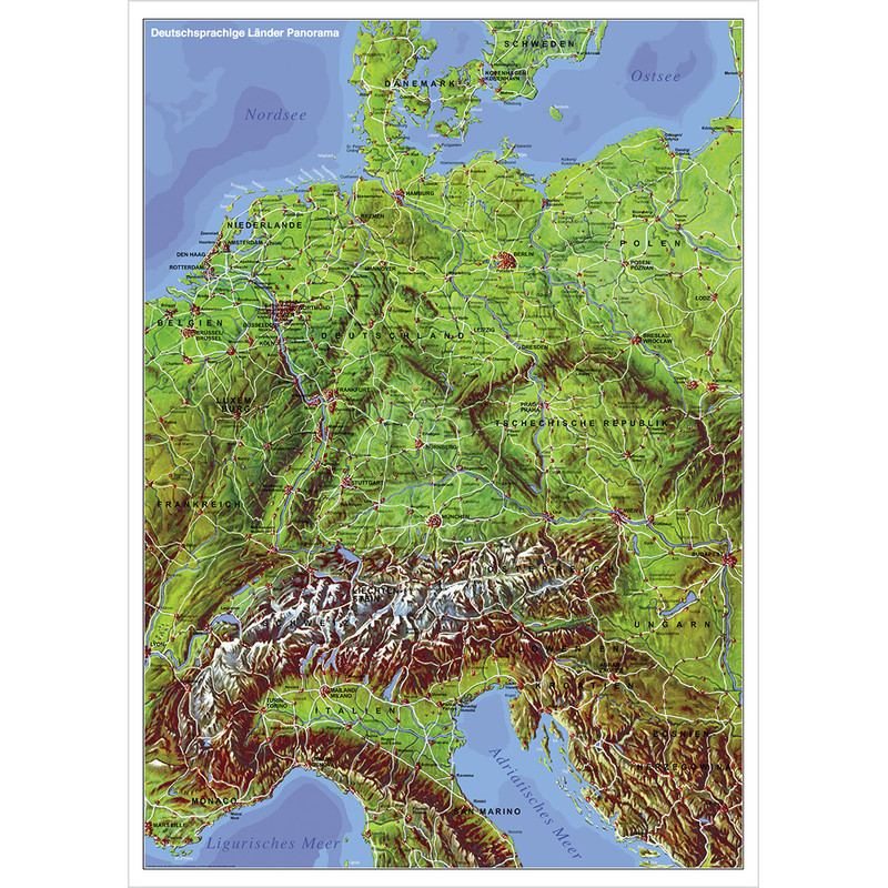 Stiefel Mapa regional Panorama de los países germanófonos