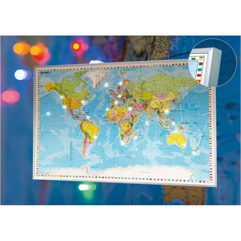 Stiefel Mapamundi LED pinboard world map (in German)